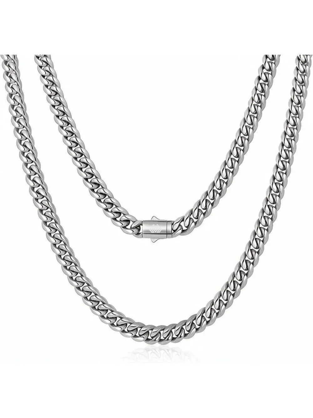 Men's Silver 8mm Cuban Link Chain 316l Stainless Steel 18k Gold Plated Gift